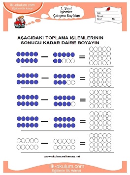 Çocuklar İçin toplam işlemi yaprak testleri 